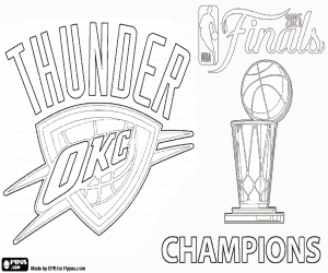 desenho de OKC Thunder, campeão da NBA de 2025 para colorir