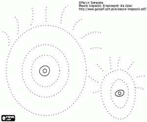desenho de Os olhos na linha pontilhada para colorir