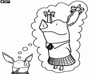 desenho de Olivia a porquinha e os laços para colorir