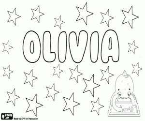 desenho de Olivia, nome em vários idiomas para colorir