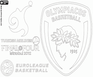 desenho de Olympiacos, campeão Euroliga 2012 para colorir