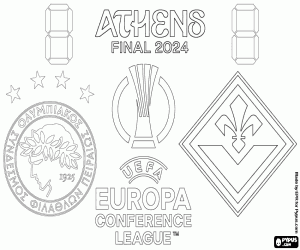 desenho de Olympiakos-Fiorentina, final 2024 para colorir