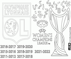 desenho de Olympique Lyon, campeão 2021-2022 para colorir