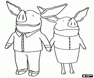 desenho de Os pais de Olivia o pequeno porco para colorir