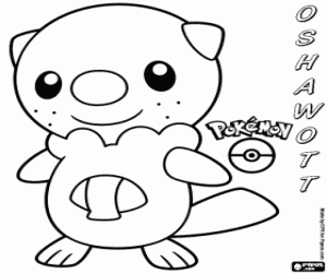 desenho de Oshawott, lontra di mare Pokemon para colorir