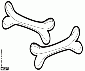 desenho de Dois ossos para o cachorro para colorir