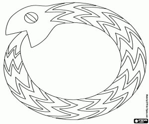 desenho de O Ouroboros, um símbolo antigo para colorir
