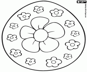 desenho de Ovo de Páscoa com flores para colorir