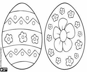 desenho de Ovos de Páscoa com motivos florais para colorir