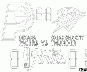 desenho de Pacers x Thunder, Finais da NBA de 2025 para colorir