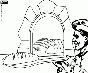 desenho de O padeiro e o forno de pão para colorir