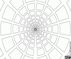 desenho de Padrão concêntrico em perspectiva para colorir
