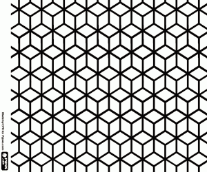 desenho de Padrão, cubos em vista isométrica para colorir