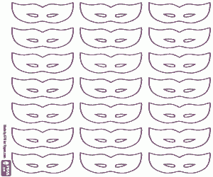 desenho de Padrão com máscaras de carnaval para colorir
