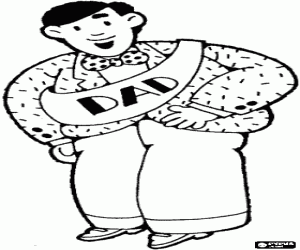 desenho de Pai com a faixa de celebração para colorir