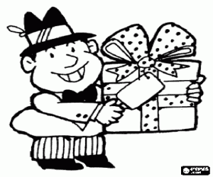 desenho de Um pai com chapéu e presente para colorir