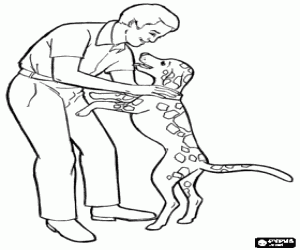 desenho de Um pai com seu cão, o dia do pai para colorir