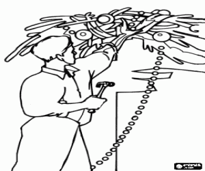 desenho de Pai e uma decoração de Natal para colorir