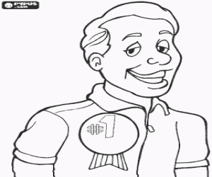 desenho de Pai feliz com a medalha para colorir