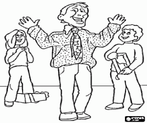 desenho de Um pai feliz com o presente para colorir