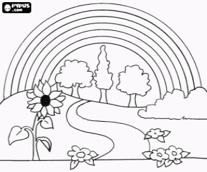 desenho de Uma paisagem de primavera para colorir