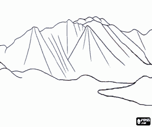 desenho de Paisagem montanhosa sem vegetação para colorir