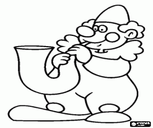 desenho de Palhaço tocando o saxofone para colorir