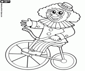 desenho de Palhaço em uma bicicleta para colorir
