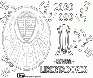 desenho de Palmeiras, campeão da Libertadores 2020 para colorir
