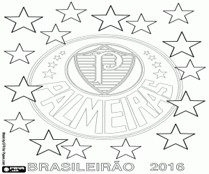 desenho de Palmeiras, campeão do Brasil 2016 para colorir