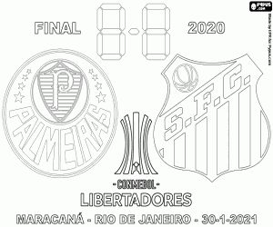 desenho de Palmeiras - Santos, Libertadores 2020 para colorir