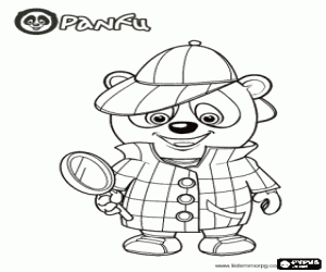 desenho de Panda detetive de Panfu para colorir