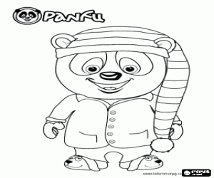 desenho de O panda Panfu com touca de dormir para colorir