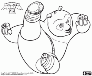 desenho de O panda Po, um especialista em Kung Fu para colorir