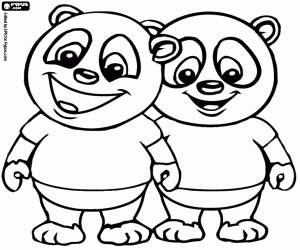desenho de Dois pandas, dois amigos de Panfu para colorir