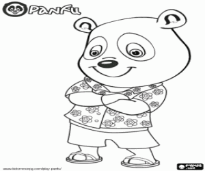 desenho de Panfu Panda em estilo havaiano para colorir