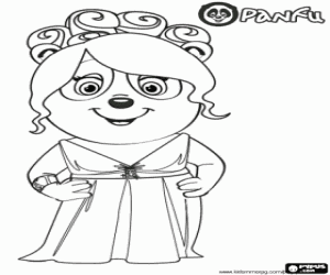 desenho de Panfu Panda com vestido de noite para colorir