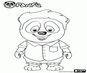 desenho de Panfu Panda com vestido informal para colorir