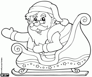 desenho de Papai Noel sentado no trenó para colorir