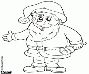 desenho de Papai Noel com um sino para colorir