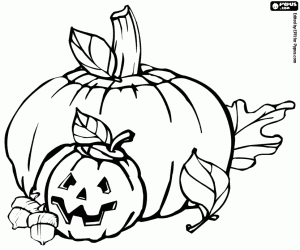 desenho de Um par de abóboras de Halloween para colorir