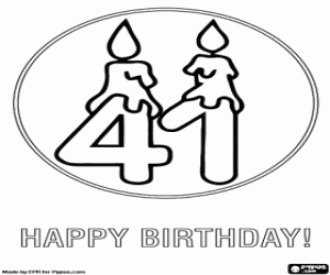 desenho de Parabéns pelos 41 anos para colorir