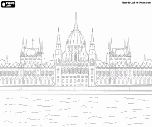 desenho de O Parlamento em Budapeste, Hungria para colorir