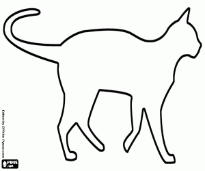 desenho de Passeio tranquilo do gato, silhueta para colorir