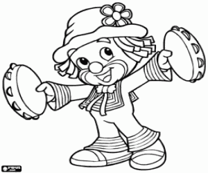 desenho de Patatí com dois pandeiros para colorir
