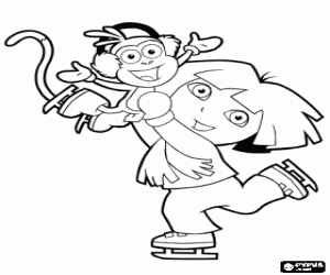 desenho de Patinagem no gelo com Dora para colorir