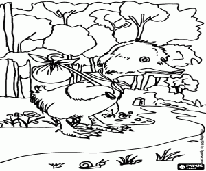 desenho de O patinho feio começa sua aventura para colorir