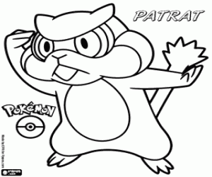 desenho de Patrat, um esquilo Pokémon para colorir