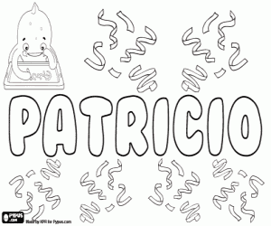 desenho de Patricio, nome português e espanhol para colorir