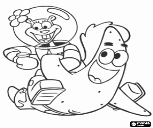 desenho de Patrick Estrela e Sandy Bochechas para colorir